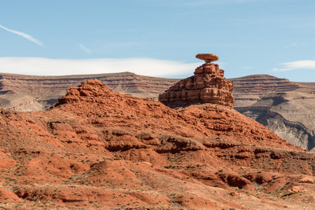 Scenic Mexican Hat rock formation in Utah, USAの写真素材