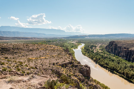 Scenic view over Rio Grande river in Big Bend National Park, USAの写真素材