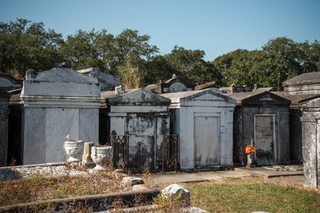 Scenic historic crypts at a New Orleans graveyard, USAの写真素材