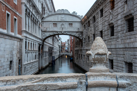 Bridge of Sighs at the Doge's Palace at Night, Venice, Italyの写真素材
