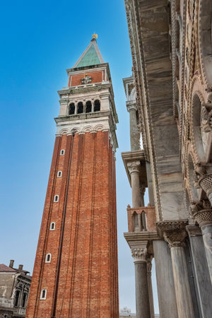 Famous campanile on the St. Mark's Square in Venice, Italyの写真素材
