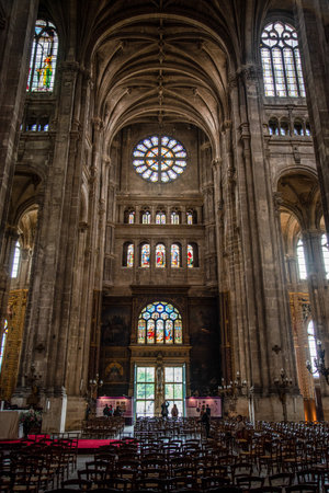 Beautiful gothic church Saint Eustache in Paris, Franceのeditorial素材