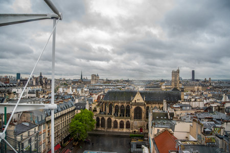 Modern architecture and scenic view from Center Pompidou in Paris, Franceのeditorial素材