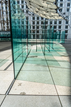 Architectural design at the Grande Arche in La Defense in Paris, Franceのeditorial素材