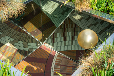 Artistic atrium of a pedestrian underpath in La Defense district in Paris, Franceのeditorial素材