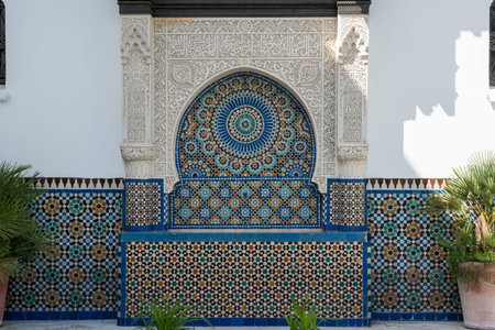 Beautiful wall decoration in the Grande Mosquee de Paris, Franceのeditorial素材