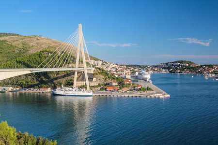 Franjo Tudman bridge near the Croatian town of Dubrovnikの写真素材