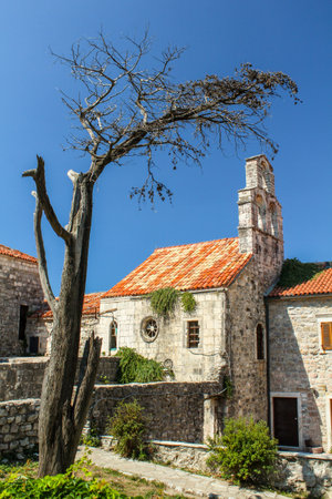 Scenic little chapel in downtown Budva, Montenegroの写真素材