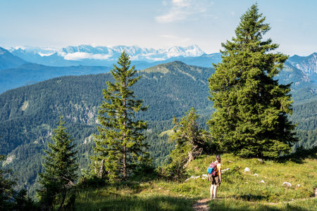 Hiking the Bavarian alps around Lenggries, Germanyの写真素材