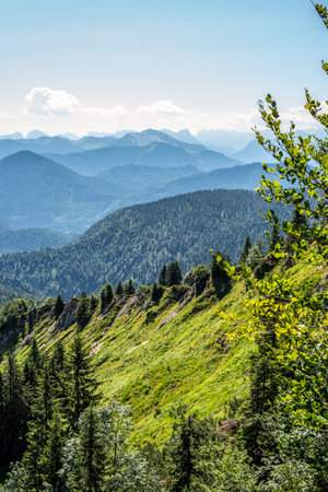 Hiking the Bavarian alps around Lenggries, Germanyの写真素材