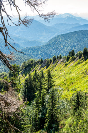 Hiking the Bavarian alps around Lenggries, Germanyの写真素材