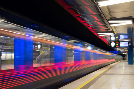 Futuristic subway station Muenchener Freiheit in Munich, Bavaria, Germanyのeditorial素材