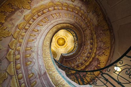 Beautifully painted spiral stairs in the Melk monastery, Austria