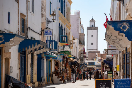 Idyllic alley in the medina of Essaouira, Moroccoのeditorial素材