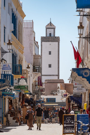Idyllic alley in the medina of Essaouira, Moroccoのeditorial素材