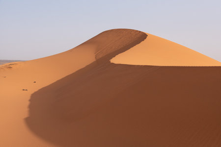 Picturesque dunes in the Erg Chebbi desert, part of the African Sahara, Moroccoの写真素材
