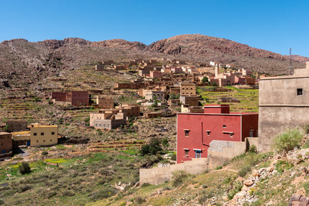 A small village in the Anti-Atlas mountains in Moroccoの写真素材