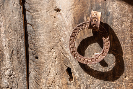 Ancient doorknocker at a house in Moroccoの写真素材