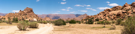 Famous painted rocks in the Tafraoute valley in South Moroccoの写真素材