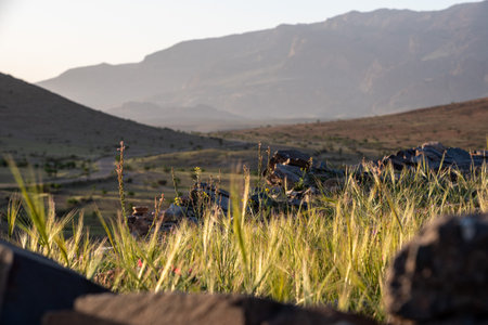 An ancient mill place for wheat, located in Tizourgane in the Anti-Atlas in Moroccoの写真素材