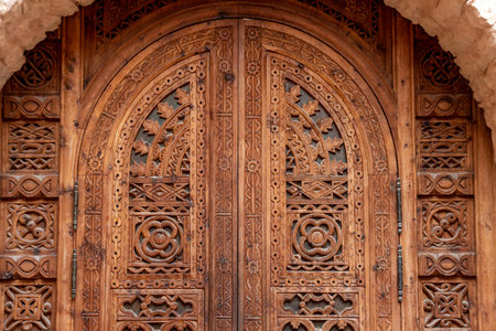 Decoration details of a traditional house in the rebuilt medina of Agadir, Moroccoの写真素材