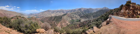 Panoramic view of famous Tizi n'Test pass in the Atlas mountains in Moroccoの写真素材