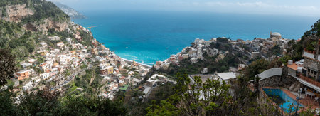 Cityscape of Positano on the Amalfi coast, Southern Italyの写真素材