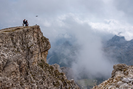 Beautiful rugged mountain landscape at Mount Lagazuoi, in the Dolomite Alps of the autonomous province of South Tirolの写真素材