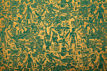 blue golden handmade art paper with tribal print