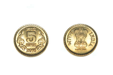 five rupee indian coinの写真素材