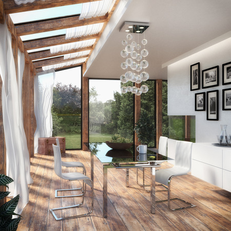 Modern Dining Room - Winter Gardenの写真素材