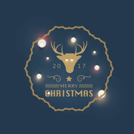 Set of Christmas Labels and Badges Vector Design Elements Set. Merry Christmas and Holidays Wishes Retro Typography Greeting Cards, Posters and Flyers, Vector Illustartorのイラスト素材