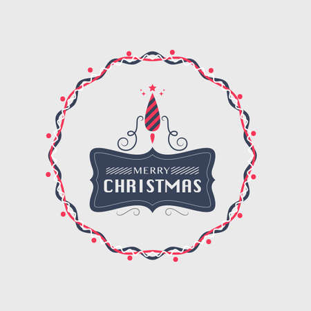 Set of Christmas Labels and Badges Vector Design Elements Set. Merry Christmas and Holidays Wishes Retro Typography Greeting Cards, Posters and Flyers, Vector Illustartorのイラスト素材