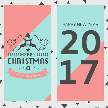Set of Christmas Labels and Badges Vector Design Elements Set. Merry Christmas and Holidays Wishes Retro Typography Greeting Cards, Posters and Flyers, Vector Illustartorのイラスト素材