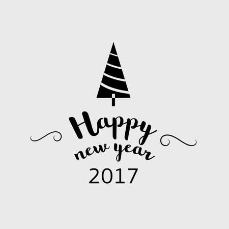 Happy New Year greeting card typography flyer template with lettering. Poster, card, label, banner design set. Vector illustrationのイラスト素材