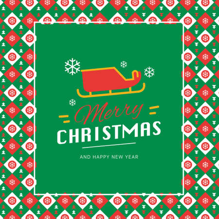 Merry Christmas and Happy New Year greeting card typography flyer template with lettering. Poster, card, label, banner design set. Vector illustrationのイラスト素材