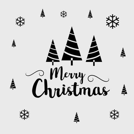 Merry Christmas and Happy New Year greeting card typography flyer template with lettering. Poster, card, label, banner design set. Vector illustrationのイラスト素材