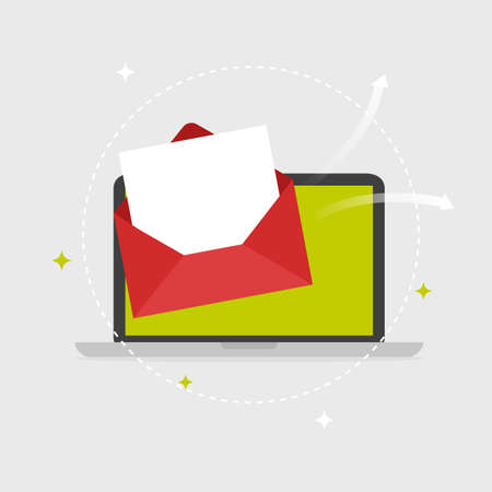 Flat design business concept mail for website and promotion banners and computer, Vector illustratorのイラスト素材