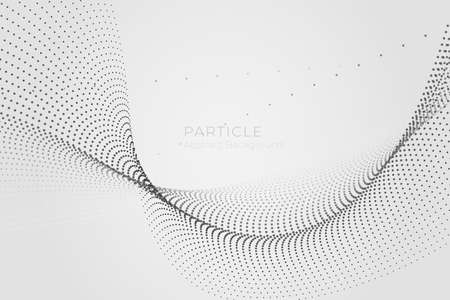 Abstract particle wave background, big data technology glowing dots, hi-tech concept, vectorのイラスト素材