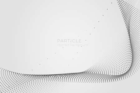 Abstract particle wave background, big data technology glowing dots, hi-tech concept, vectorのイラスト素材