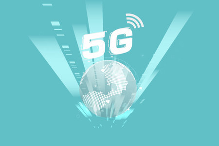 5G wireless internet wifi connection concept. Global network high speed innovation data technology,...