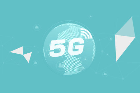5G wireless internet wifi connection concept. Global network high speed innovation data technology,...