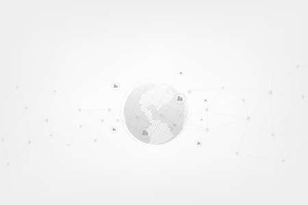 Global network connection with business concept and world map lineの写真素材