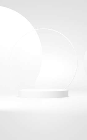 Podium abstract background. Geometric shape.Vertical white colors scene. Minimal 3d rendering. Scene with geometrical background. 3d renderの写真素材