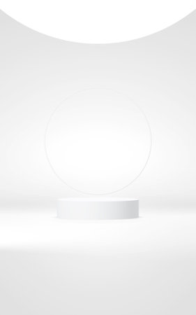 Podium abstract background. Geometric shape.Vertical white colors scene. Minimal 3d rendering. Scene with geometrical background. 3d renderの写真素材
