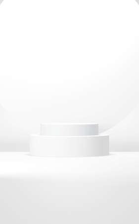 Podium abstract background. Geometric shape.Vertical white colors scene. Minimal 3d rendering. Scene with geometrical background. 3d renderの写真素材