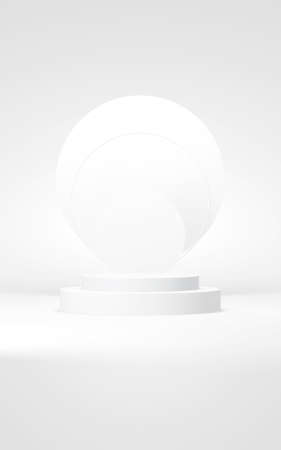Podium abstract background. Geometric shape.Vertical white colors scene. Minimal 3d rendering. Scene with geometrical background. 3d renderの写真素材