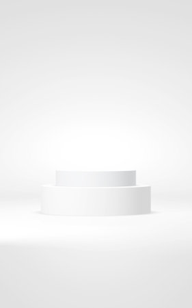Podium abstract background. Geometric shape.Vertical white colors scene. Minimal 3d rendering. Scene with geometrical background. 3d renderの写真素材