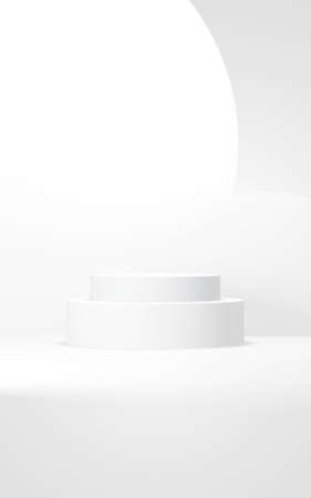 Podium abstract background. Geometric shape.Vertical white colors scene. Minimal 3d rendering. Scene with geometrical background. 3d renderの写真素材