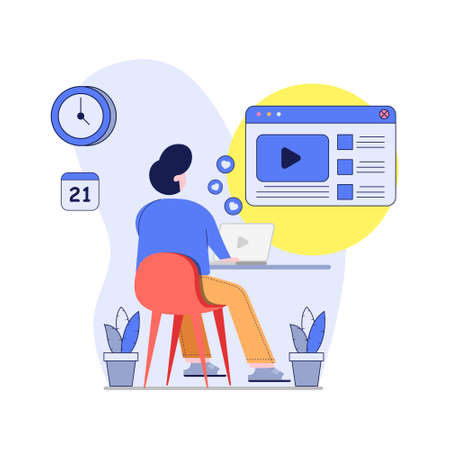 Flat Design Concept. businessman work with good time management. Time Management conceptのイラスト素材